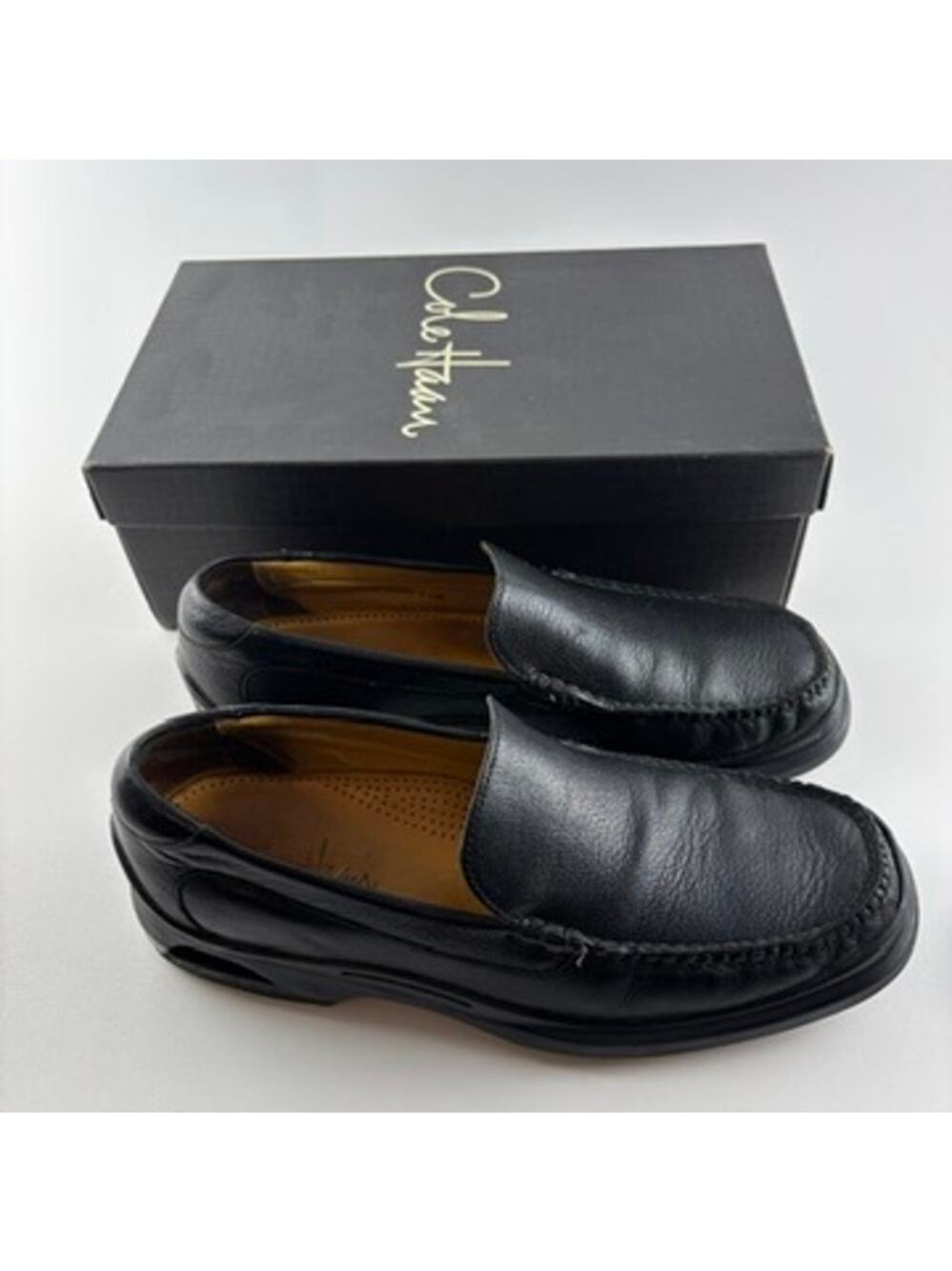 Cole Haan Mens Black Leather Slip On Loafers Comfort Dress Shoes Size 9